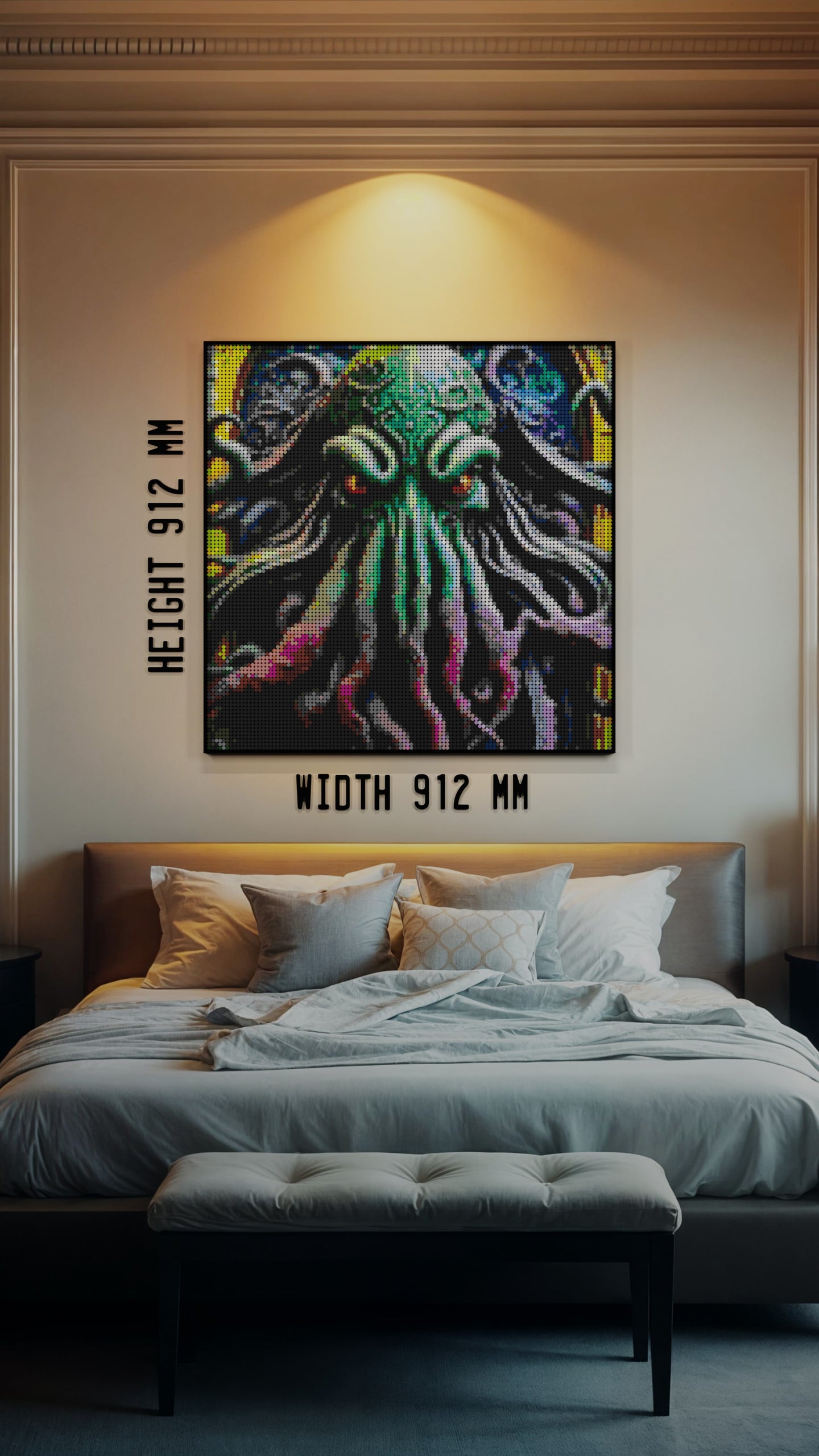 Arrival of Cthulhu LEGO® Style mosaic wall art made from colorful plastic bricks